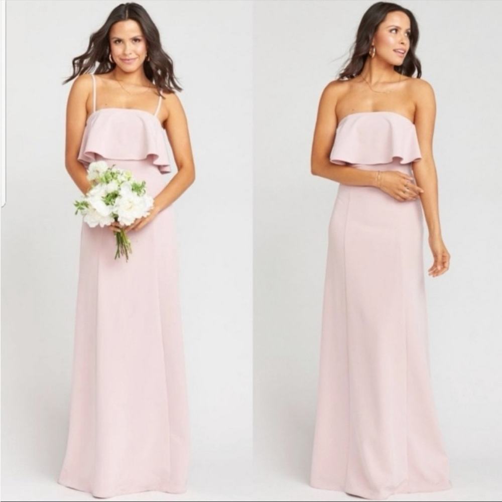 NWT Show Me Your MuMu Monaco Ruffle Gown Vintage‎ Rose Stretch Crepe XL